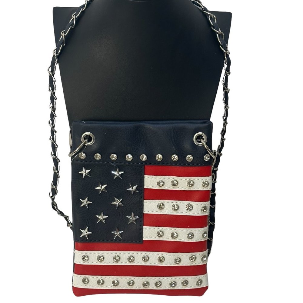 (7-206) Brand New with Tag - American Flag Crossbody - Navy